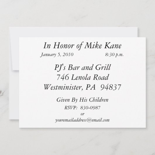 Aangepaste 80e verjaardag Uitnodigingen van de Par (Achterkant)