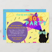 Aangepaste 80's Retro Zwarte Coole Kat Terugblik F Kaart (Voorkant / Achterkant)