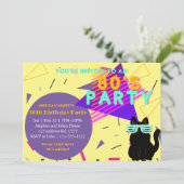 Aangepaste 80's Retro Zwarte Koele Kat Terugblik F Kaart (Staand voorkant)