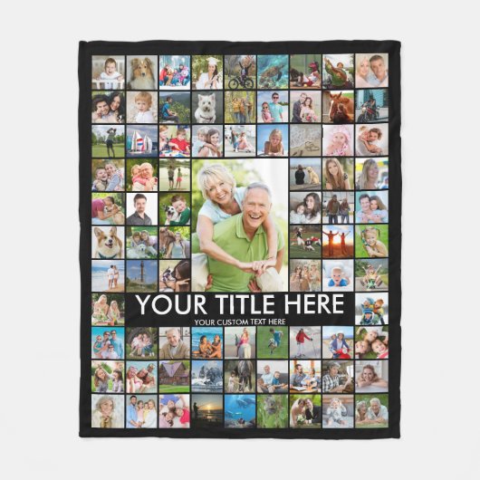 Aangepaste 81 foto-Collage Aangepaste kleurenfoto Fleece Deken (Voorkant)