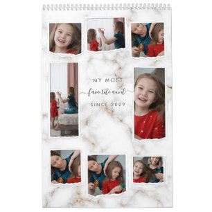 Aangepaste 8 Acht Foto Collage Modern Elegante Fam Kalender