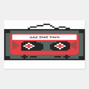 Aangepaste 8-bits cassettebandstickers rechthoekige sticker
