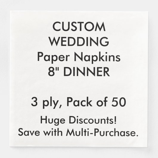 Aangepaste 8" DINER Trouwpapier servetten (Voorkant)