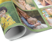 Aangepaste 8 Foto Collage Avocado Groene Kerstmis Cadeaupapier (Rol Hoek)