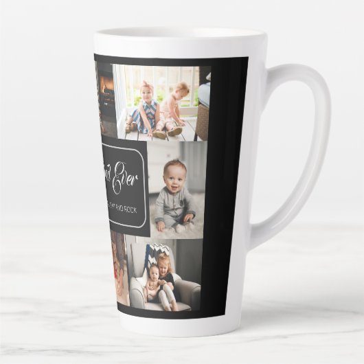 Aangepaste 8 foto collage beste vader ooit waterfl latte mok (Rechts)