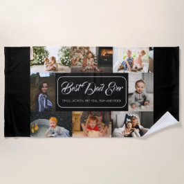 Aangepaste 8 foto collage beste vader ooit waterfl strandlaken