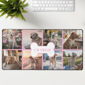 Aangepaste 8 Foto Collage Hond Bone Pet Pink Bureaumat