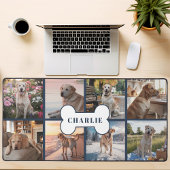 Aangepaste 8 foto collage Hondenbot Pet Navy Bureaumat