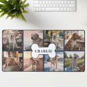 Aangepaste 8 foto collage Hondenbot Pet Navy Bureaumat