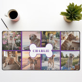 Aangepaste 8 Foto Collage Hondenbot Pet Paars Bureaumat