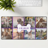 Aangepaste 8 Foto Collage Hondenbot Pet Paars Bureaumat
