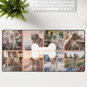 Aangepaste 8 foto collage Hondenbot Pet Peach Bureaumat