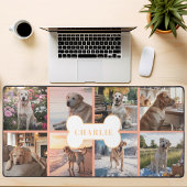 Aangepaste 8 foto collage Hondenbot Pet Peach Bureaumat