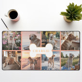 Aangepaste 8 foto collage Hondenbot Pet Peach Bureaumat