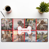 Aangepaste 8 foto collage Hondenbot Pet Rood Bureaumat