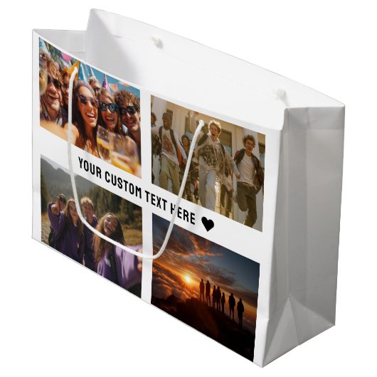 Aangepaste 8-Foto Keepsake Gift Wrap Groot Cadeauzakje (Voorkant Gekanteld)