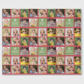 Aangepaste 8 Foto Kerst Collage Rood Groen Cadeaupapier (Vlak)