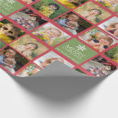 Aangepaste 8 Foto Kerst Collage Rood Groen Cadeaupapier (Hoek)