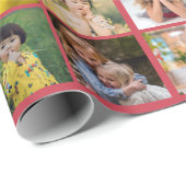 Aangepaste 8 Foto Kerst Collage Rood Groen Cadeaupapier (Rol Hoek)