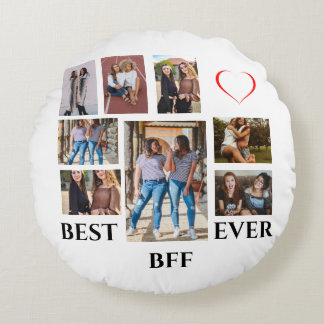 Aangepaste 8 fotocollage beste BFF ooit Rond Kussen