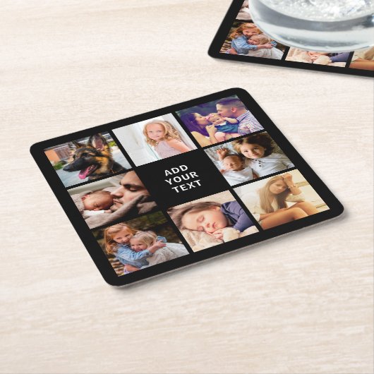 Aangepaste 8 fotocollage kartonnen onderzetters (Schuin)