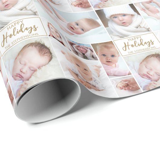 Aangepaste 8 foto's - Aangepaste groet en kleur Cadeaupapier (Rol Hoek)