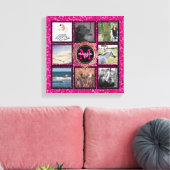 Aangepaste 8 Vierkante Fotocollage Girly Roze Mono Canvas Afdruk (Insitu (Woonkamer))
