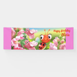 Aangepaste 8 'x 2.5' Ladybug Verjaardag vinyl Bann Spandoek