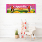 Aangepaste 8 'x 2.5' Ladybug Verjaardag vinyl Bann Spandoek (Insitu)