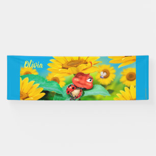 Aangepaste 8 'x 2.5' slaperige Ladybug vinyl Banne Spandoek