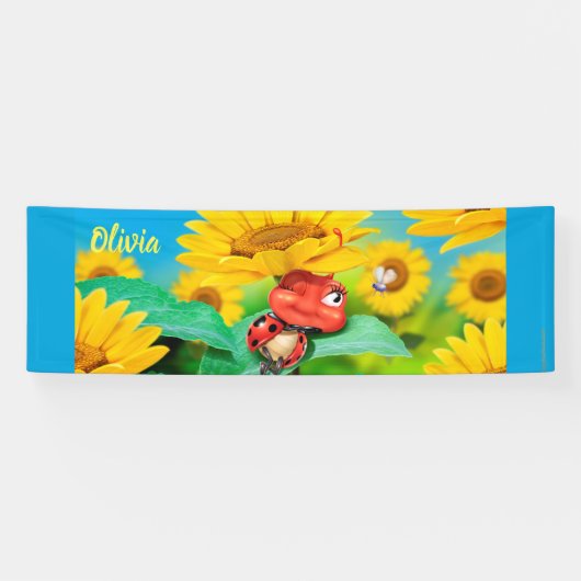 Aangepaste 8 'x 2.5' slaperige Ladybug vinyl Banne Spandoek (Horizontaal)