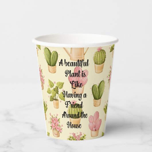 Aangepaste 8oz Paper Cup met Garden Quote Papieren Bekers (Voorkant)