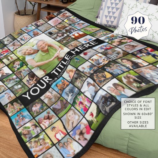 Aangepaste 90 foto-Collage aangepaste kleur Fleece Deken