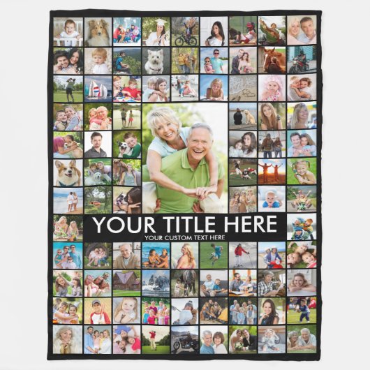 Aangepaste 90 foto-Collage aangepaste kleur Fleece Deken (Voorkant)