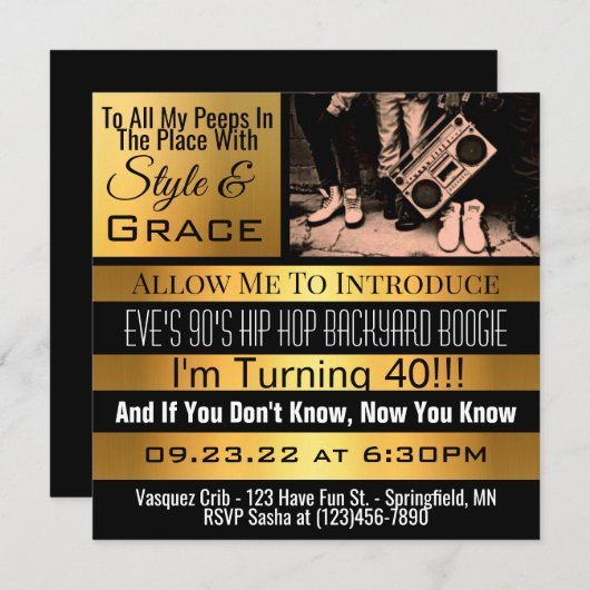 Aangepaste 90 hippe-dag-partij uitnodigen kaart (Voorkant / Achterkant)