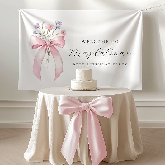 Aangepaste 90e verjaardag Banner Bow Wildflower