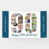 Aangepaste 90e verjaardag Foto-collage op feestdag Spandoek (Horizontaal)