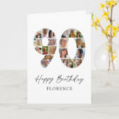 Aangepaste 90e verjaardag fotoherinneringskaart kaart (Gele Bloem)