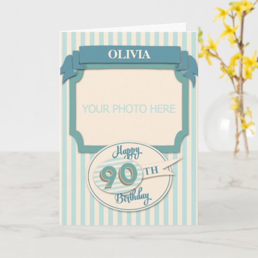 Aangepaste 90e verjaardag Kaart - Naam en foto toe (Gele Bloem)