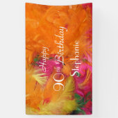 Aangepaste 90e verjaardag Oranje veren Spandoek (Verticaal)