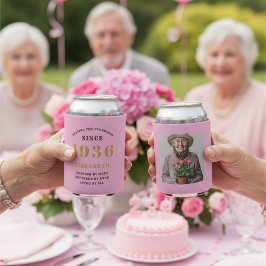 Aangepaste 90e verjaardag Roze Goud Met Foto Blikjeskoeler