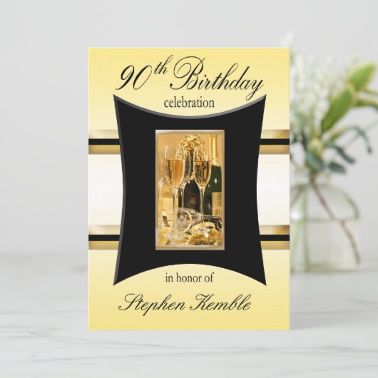 Aangepaste 90e verjaardag van uitnodigingen van de (Staand voorkant)