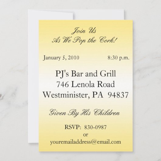 Aangepaste 90e verjaardag van uitnodigingen van de (Achterkant)