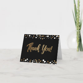 Aangepaste 90e verjaardag zwart goud wit confetti bedankkaart