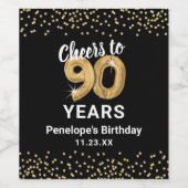 Aangepaste 90ste verjaardag wijn etiket (Enkel label)