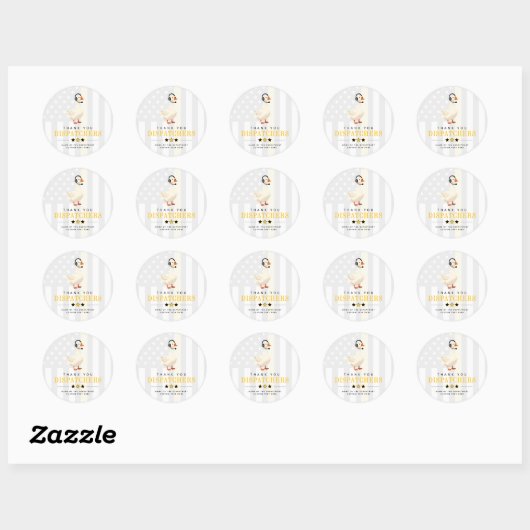 Aangepaste 911-dispatch-eend met headset Bedankt Ronde Sticker (Vel)