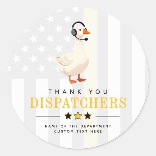 Aangepaste 911-dispatch-eend met headset Bedankt Ronde Sticker (Voorkant)