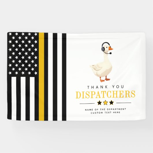 Aangepaste 911-dispatch-eend met headset Bedankt Spandoek (Horizontaal)