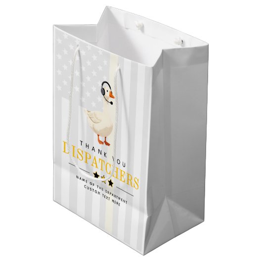 Aangepaste 911-dispatch-gans met headset bedankt medium cadeauzakje (Voorkant Gekanteld)