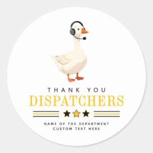 Aangepaste 911-dispatcher-gans met headset bedankt ronde sticker